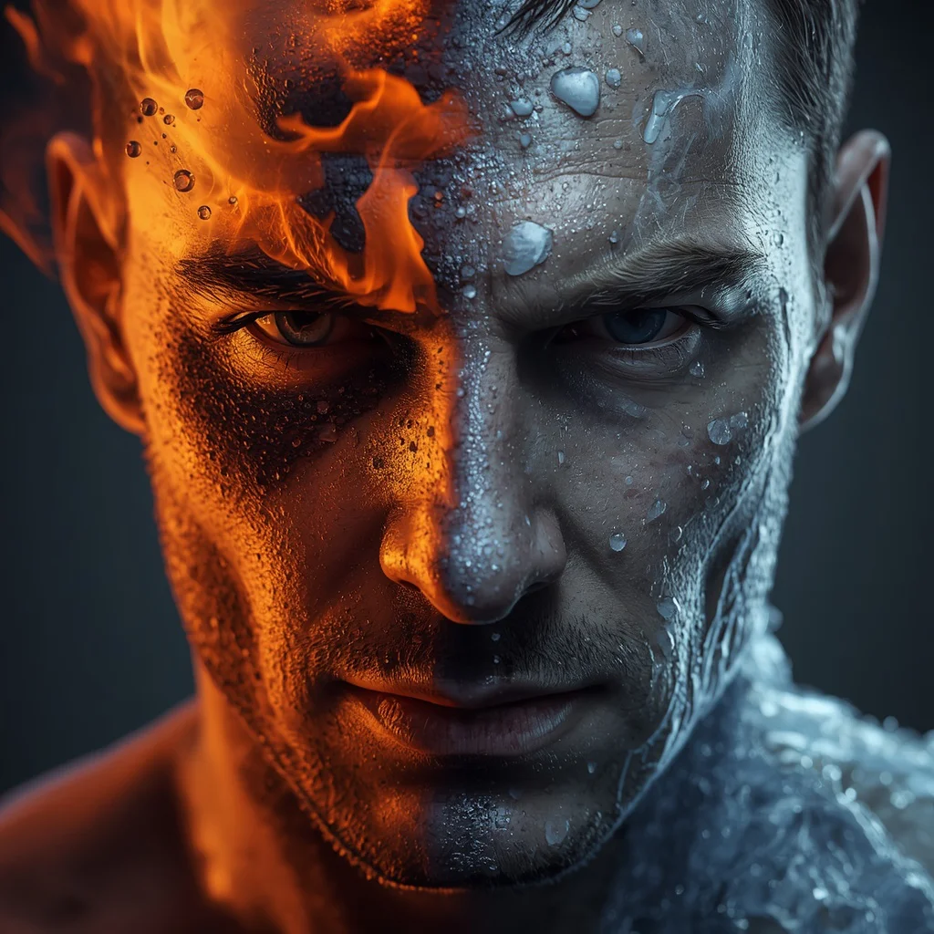 A Hyperrealistic Portrait: The Dichotomy of Fire and Ice