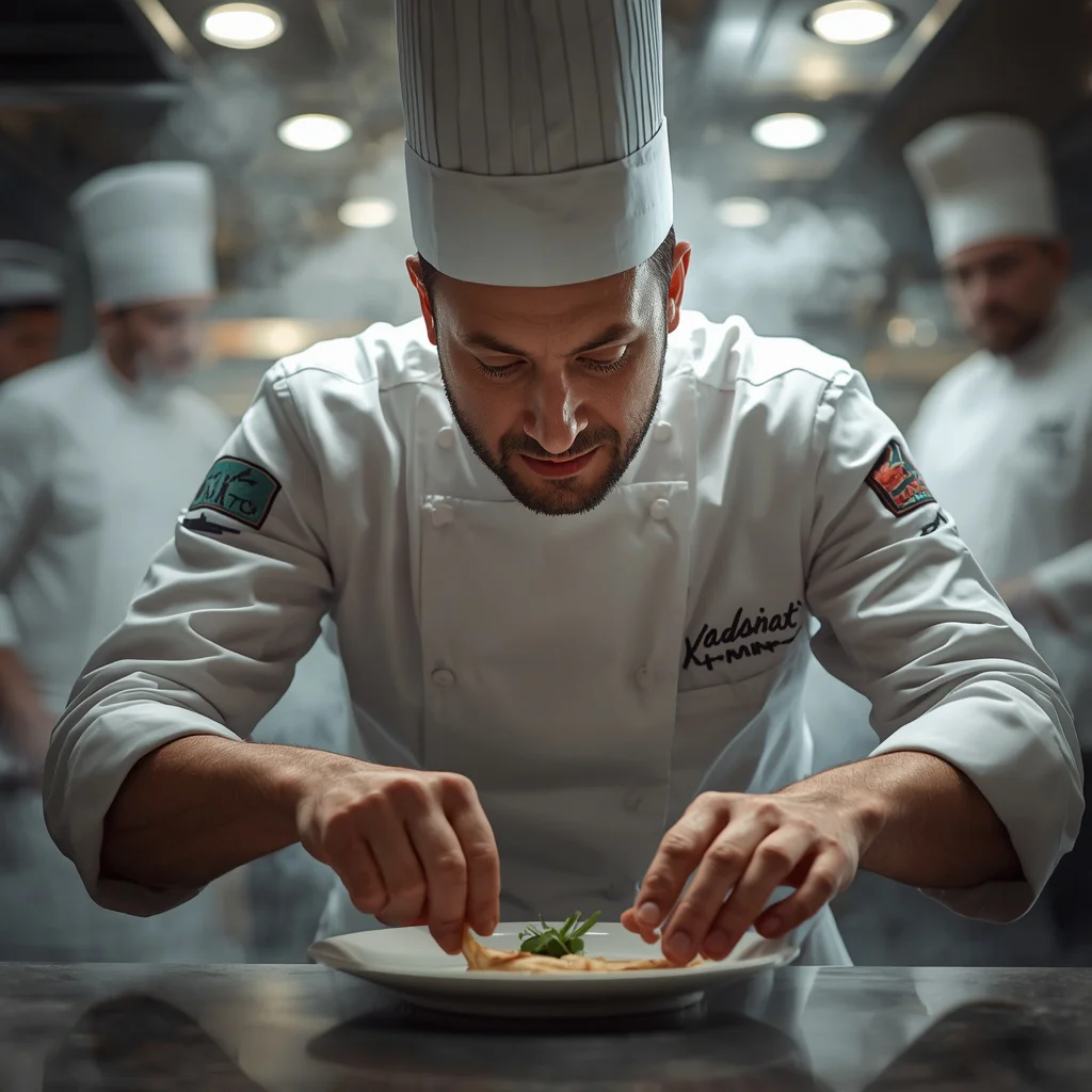 A Man’s Intense Focus as a Master Chef in a Michelin-Starred Kitchen | chatgpt prompt