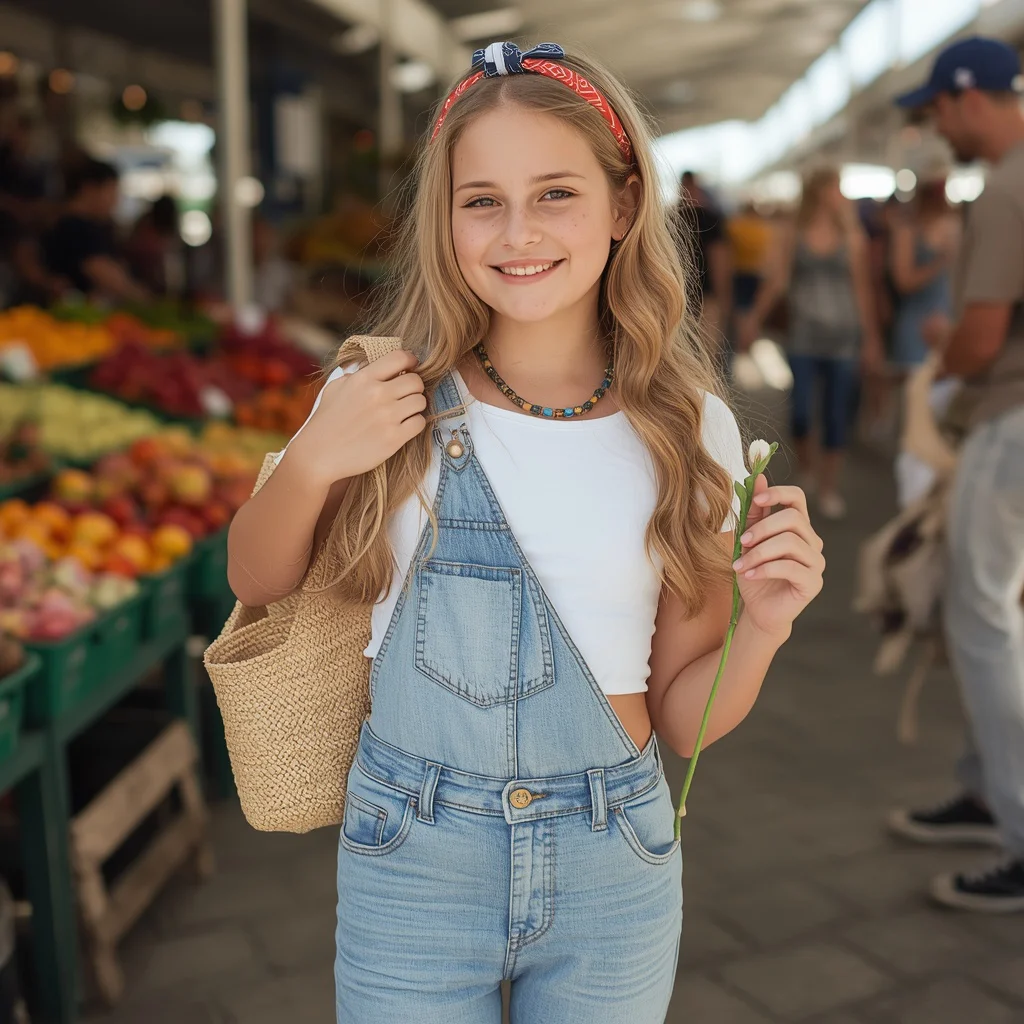 A Young Girl’s Fun and Flirty Western-Inspired Denim Overalls