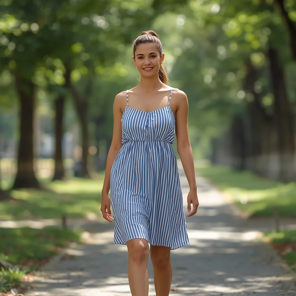 Casual Blue Striped Sundress with White Sneakers | Instagram prompt for traditional look for girl