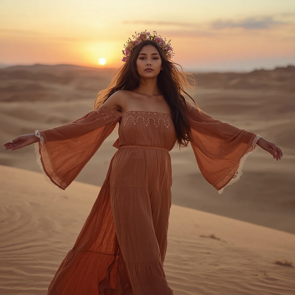 Desert Princess: The Flowing Bohemian Maxi Dress | Prompt ai for girl aesthetic