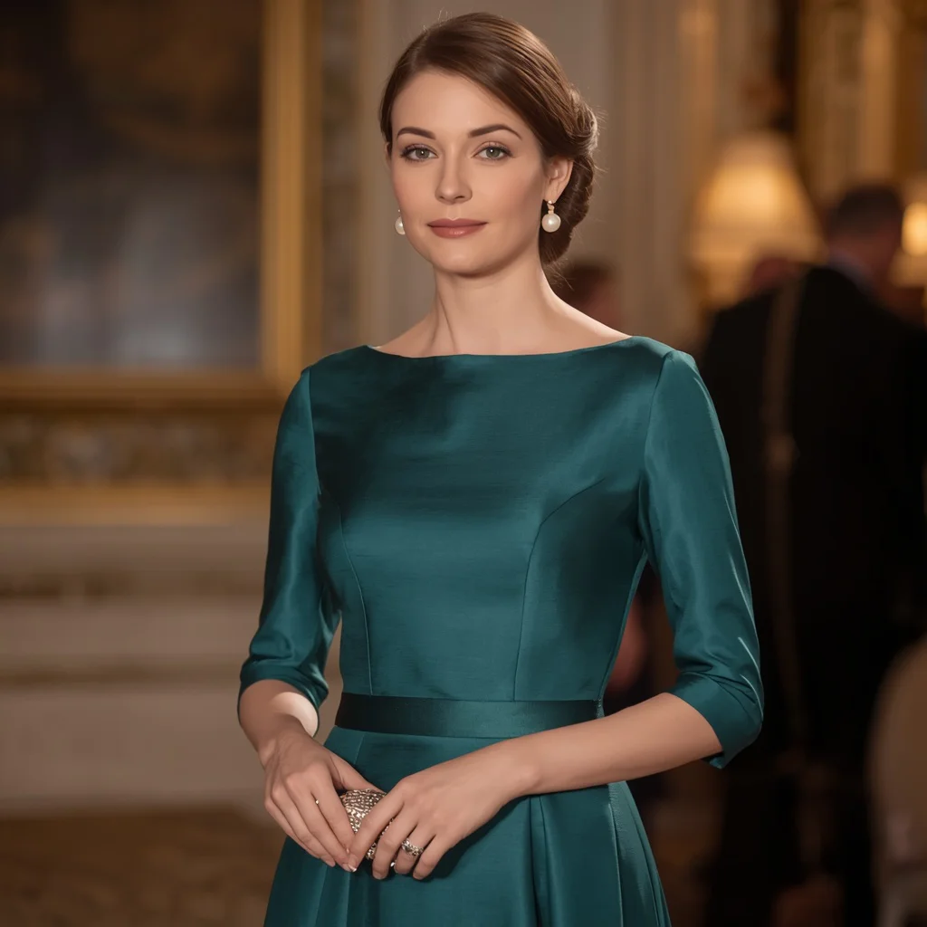 Elegant A-Line Cocktail Dress in Deep Teal for a Sophisticated Gathering | ChatGPT photo editing prompts for girl