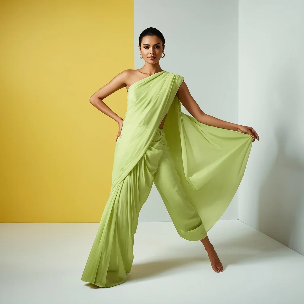 Fashion Forward in a Pastel Green Georgette Saree | new trending prompt chatgpt