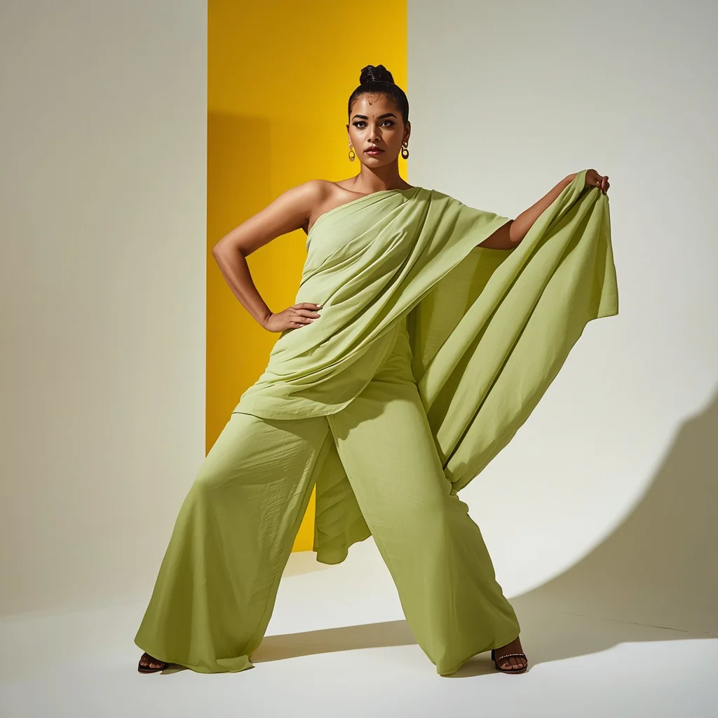 Fashion Forward in a Pastel Green Georgette Saree | prompt for girls copy paste