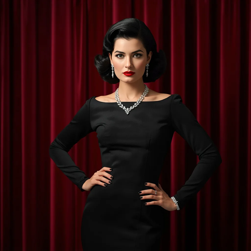 Hollywood Icon’s Sophisticated Black Column Gown for a Timeless Portrait | New instagram trend prompt for girl copy and paste