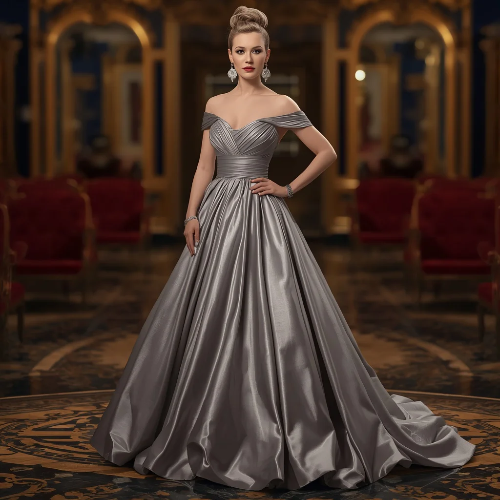 Hollywood Silver Screen Star’s Regal Ball Gown for a Premiere | korean ai prompt