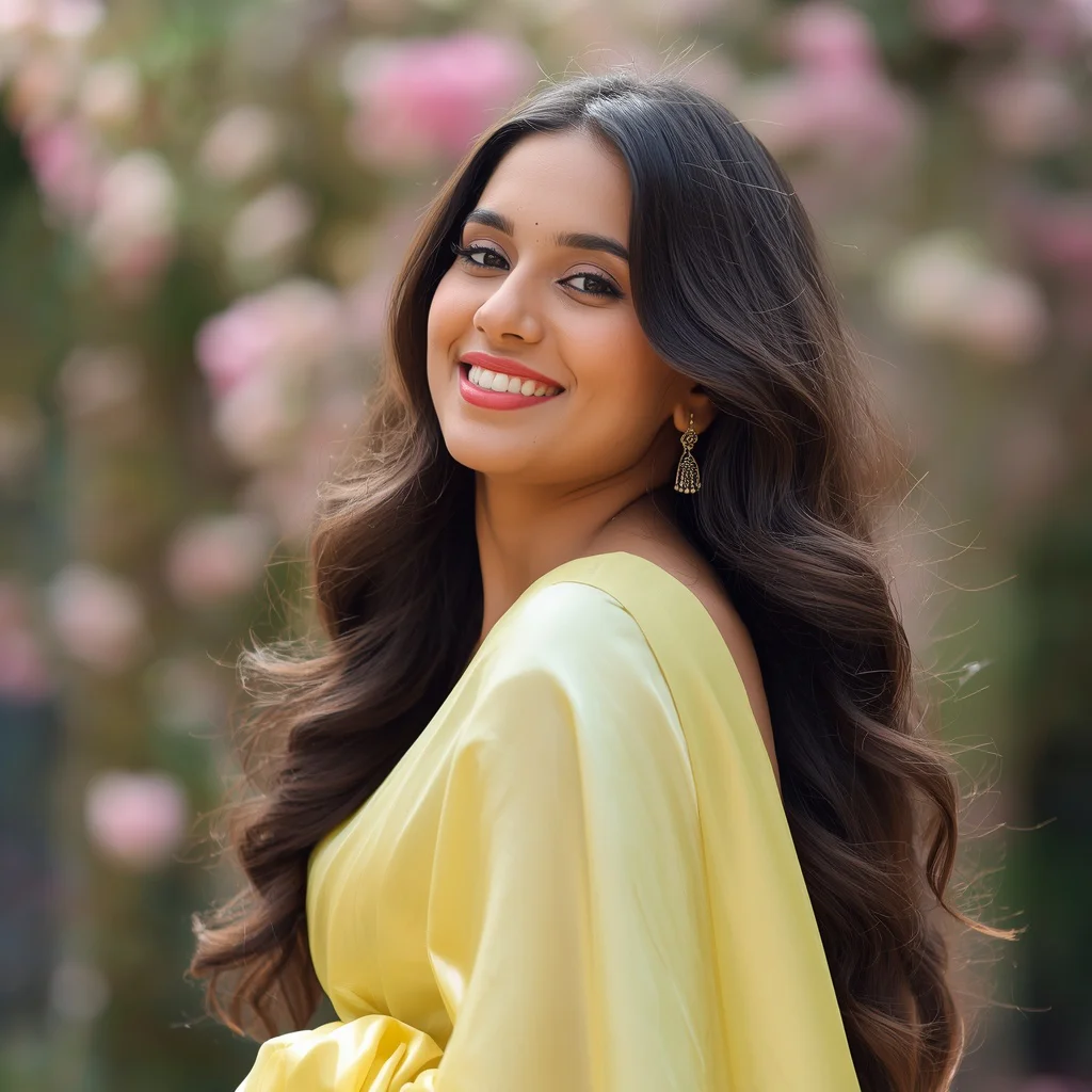 Joyful Glimpse in a Pastel Yellow Silk Saree | instagram prompt for traditional look for girl in english