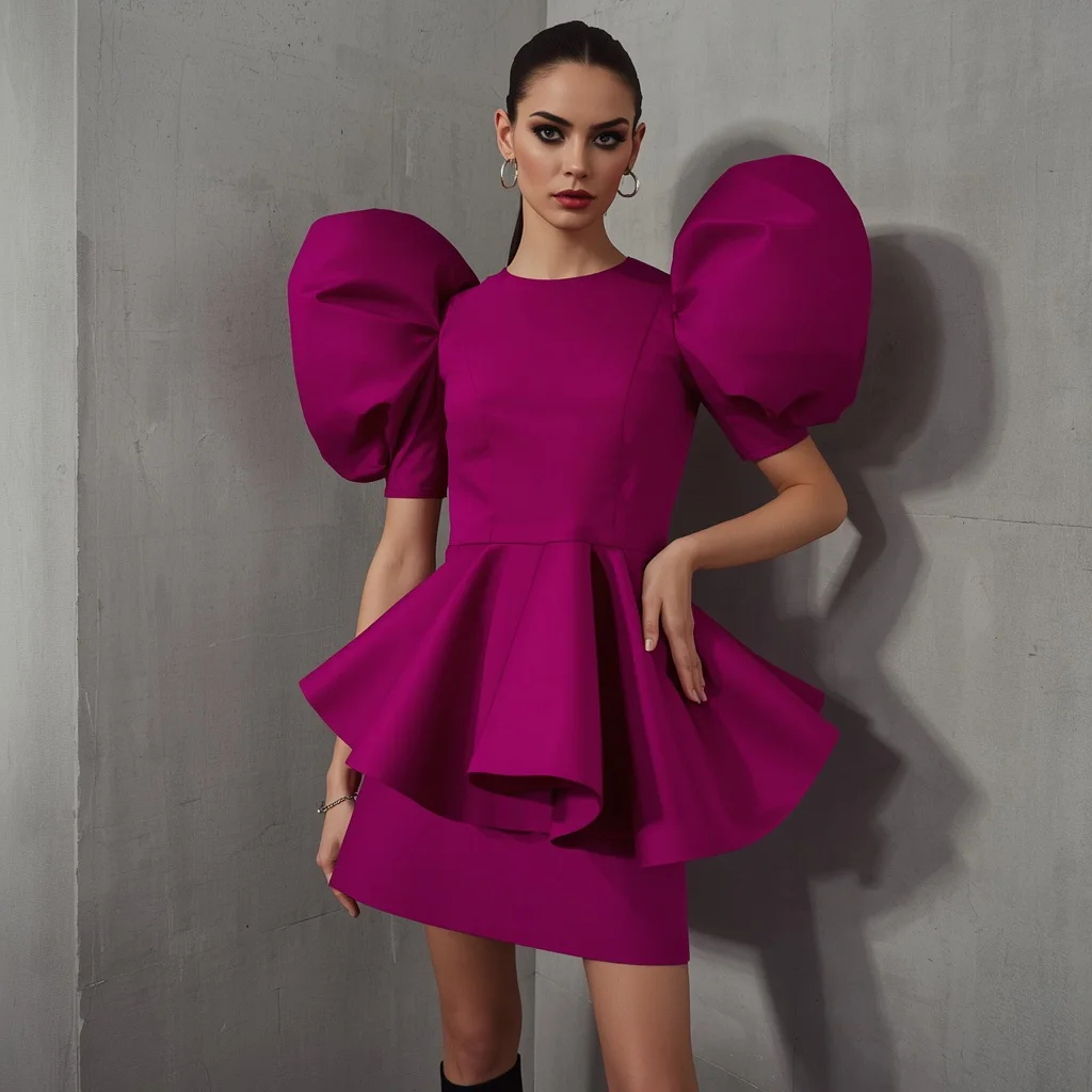 Latest Fashion: Architectural Voluminous Mini Dress | Prompt seen trending girl 2026 Instagram