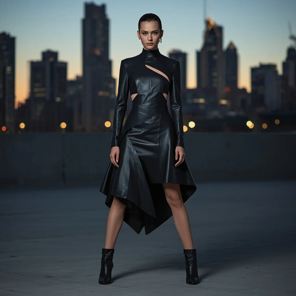 Latest Fashion: Avant-Garde Leather Dress for an Urban Photoshoot | Prompt seen trending girl 2026 chatgpt