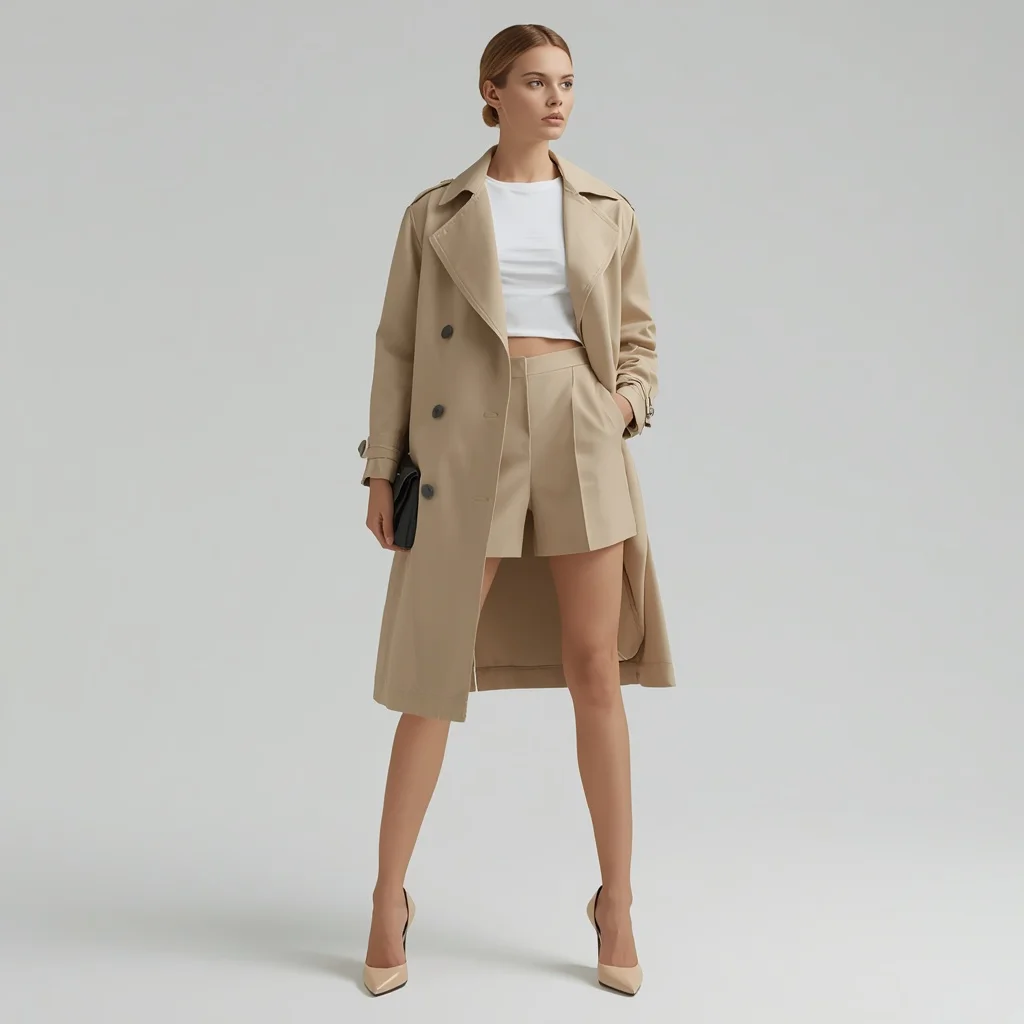 Latest Fashion: Oversized Trench Coat and Shorts Combo