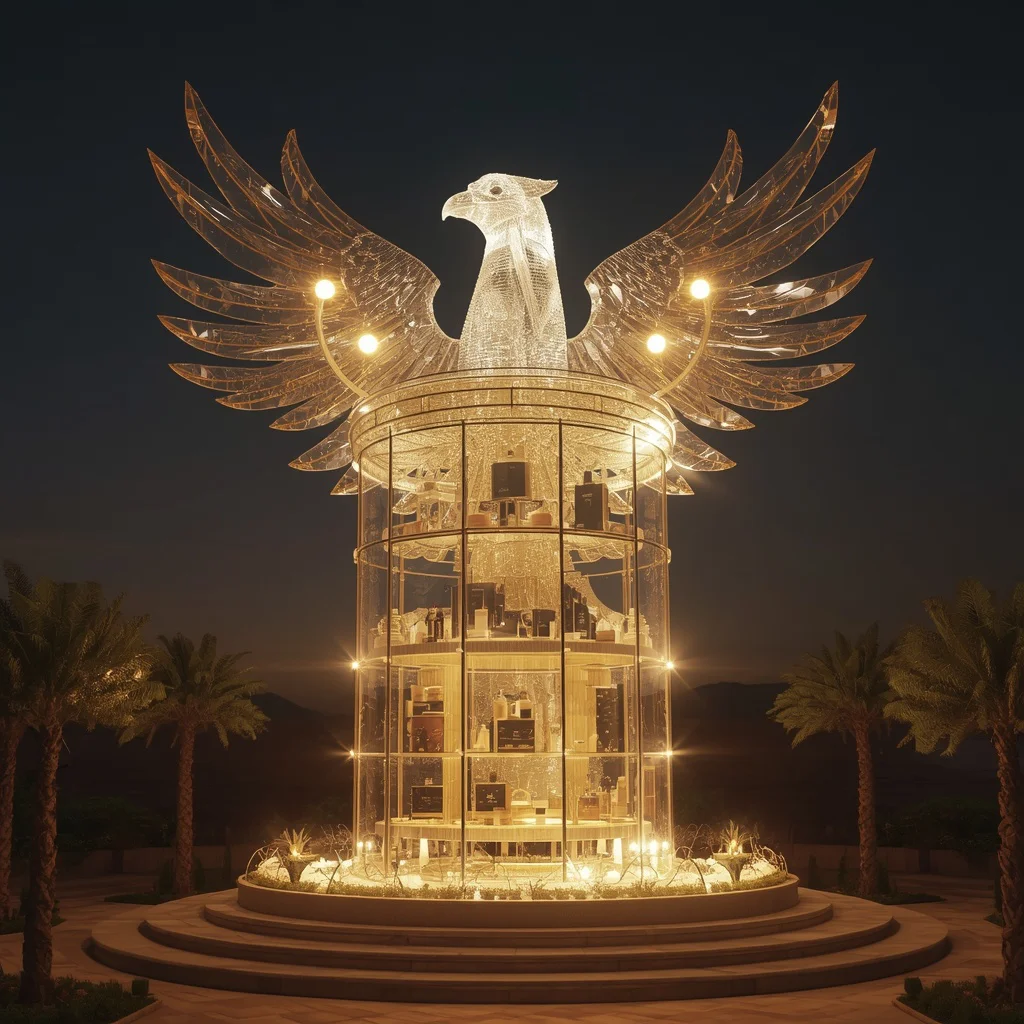 Luxury Products Inside Giant Architectural Crystal Phoenix Rising Design