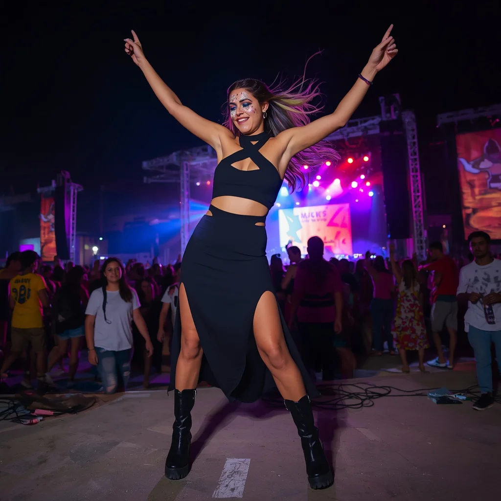 Modern Cut-Out Midi Dress for a Trendy Music Festival Vibe