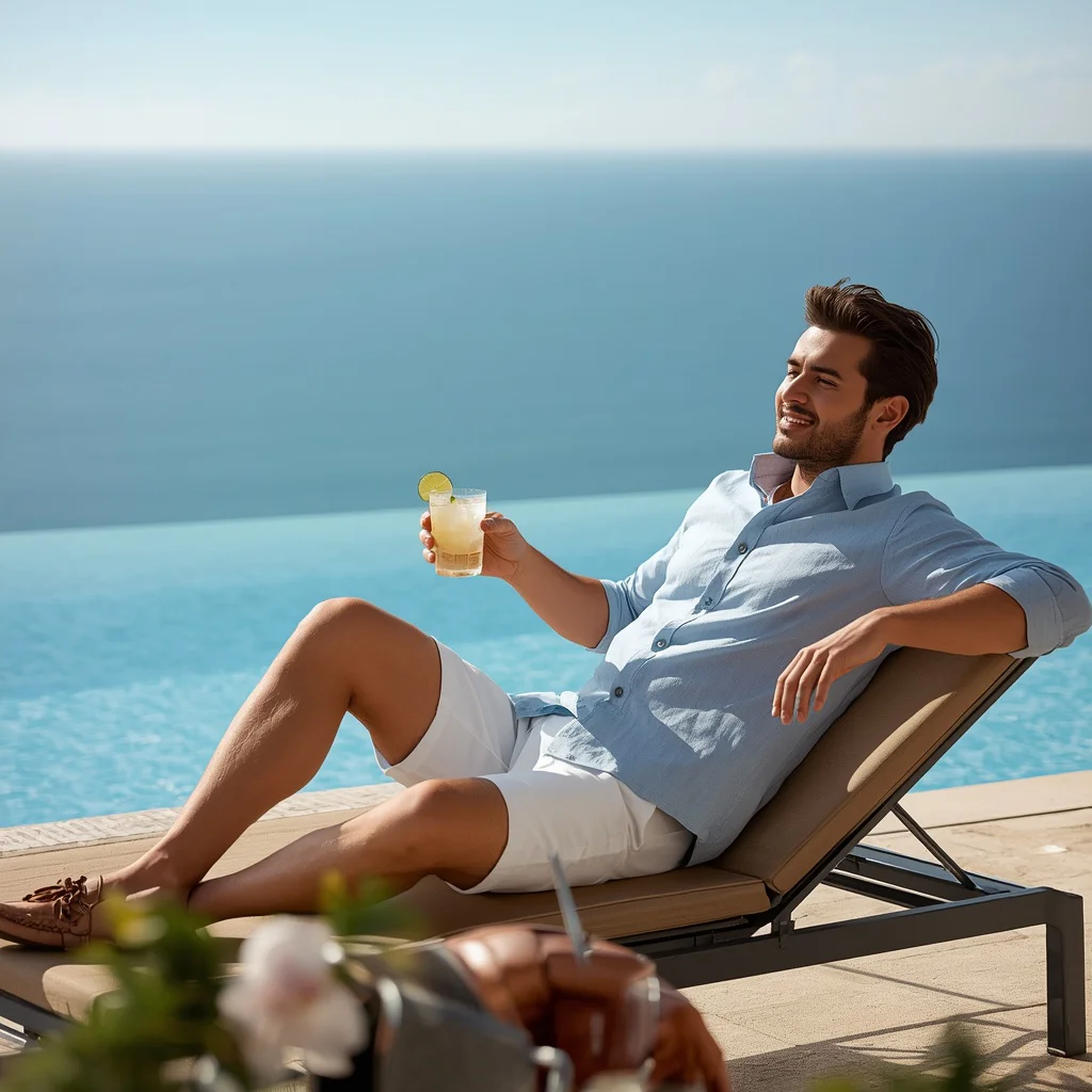 Modern Man’s Sophisticated Leisure in a Resort Setting | trending ai prompt