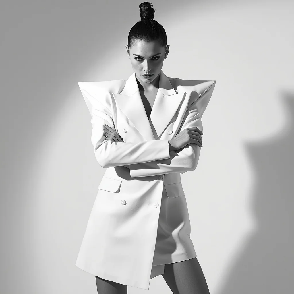 Modern Minimalist Glam: The Sleek White Blazer Dress | saree ai prompt
