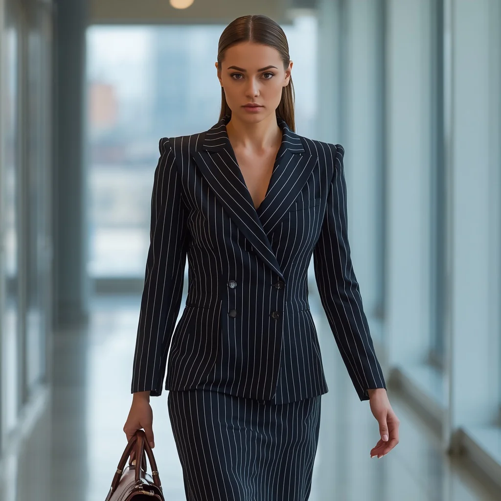 Modern Professional: The Pinstripe Vest Dress | pre wedding ai prompt