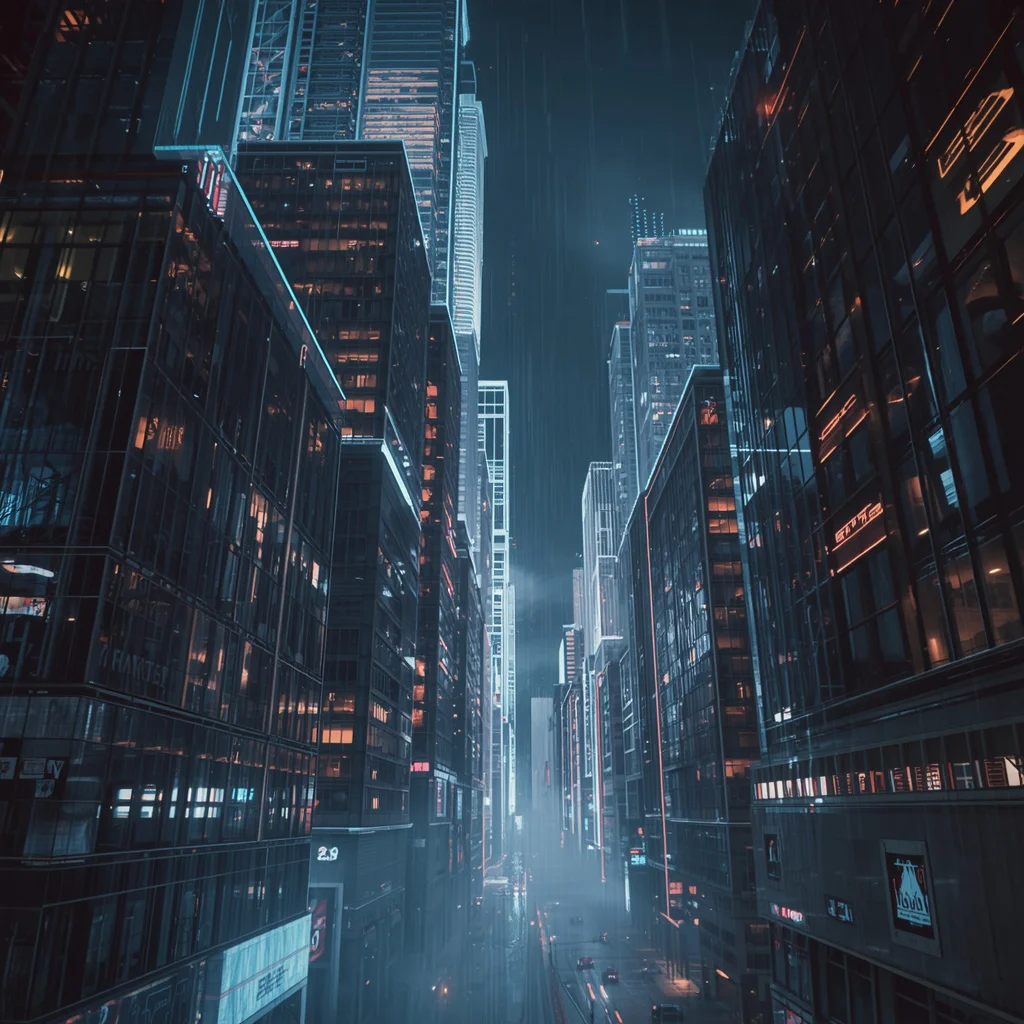 Neon Dreams: Cinematic Scene in a Holographic City