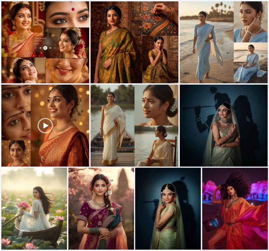 New 10 Aesthetic Saree AI Prompts for Dreamy Cinematic Portrait Photography