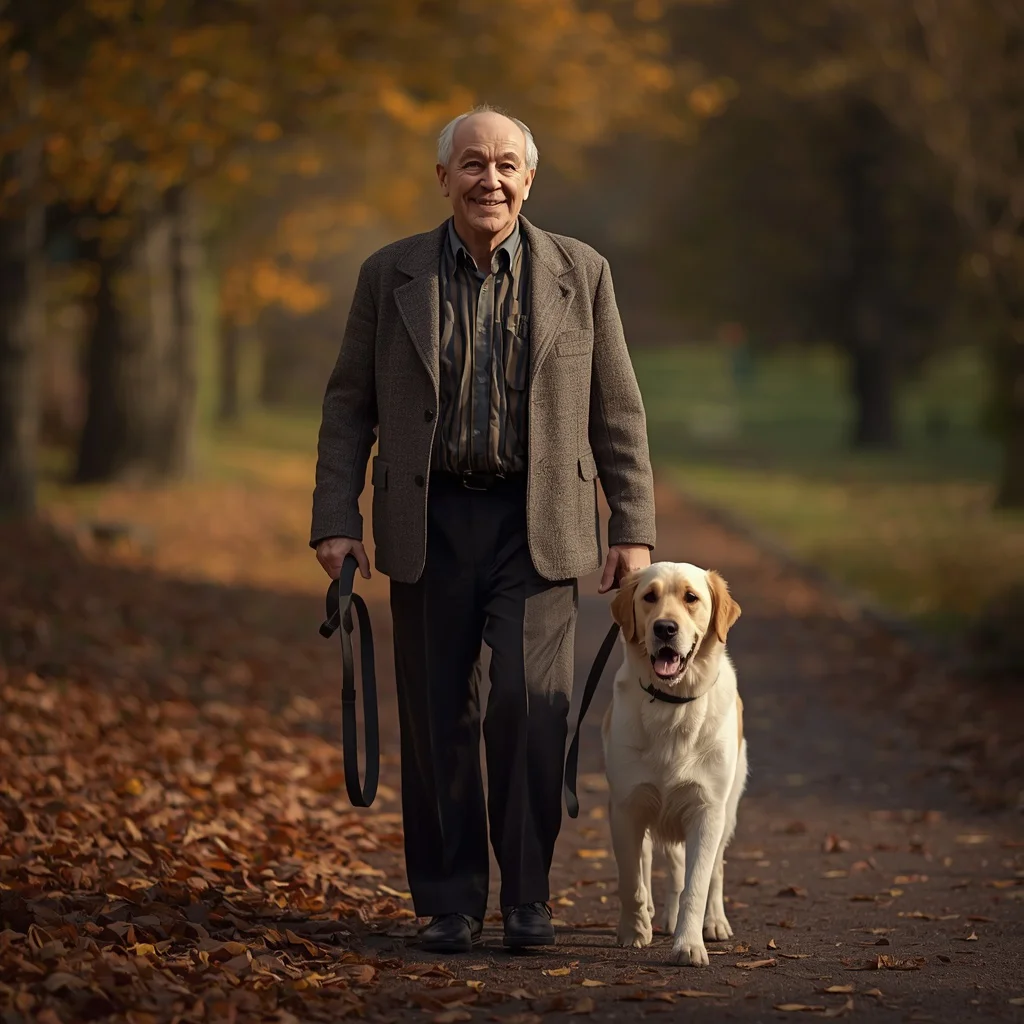 Old Man and His Dog: A Heartwarming Bond in Autumn