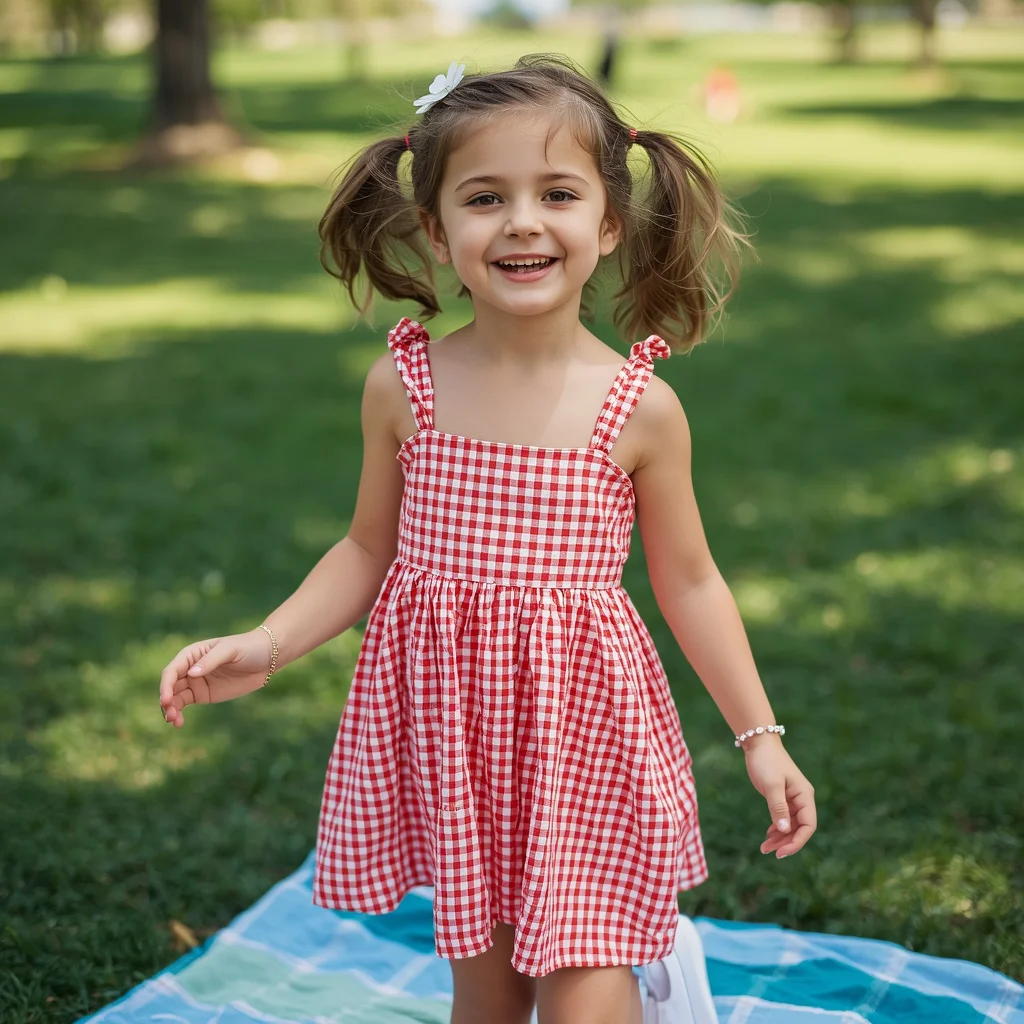 Playful Gingham Sundress for a Casual Daytime Picnic