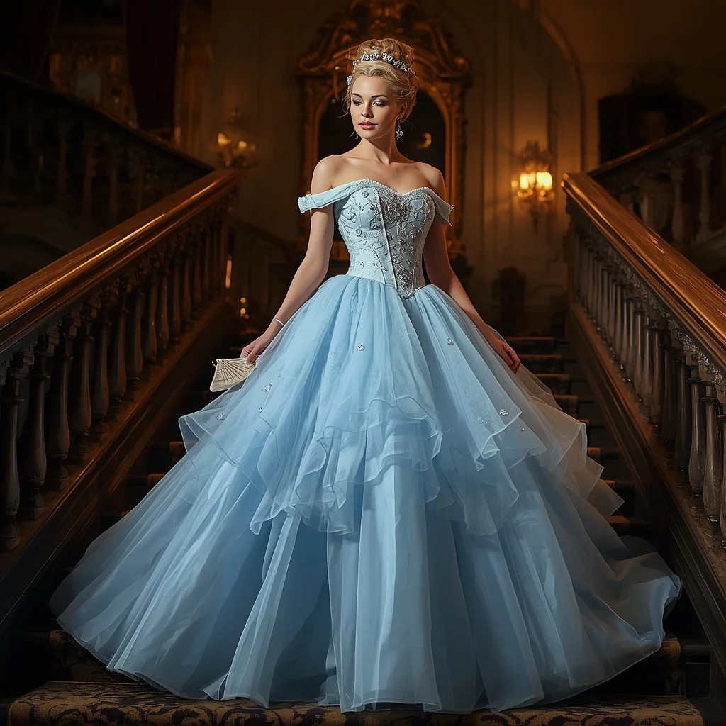 Regal Princess: The Light Blue Organza Ball Gown | Best prompt for traditional look for girl chatgpt