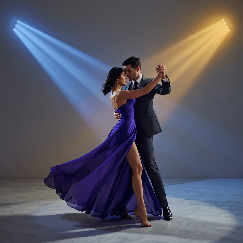 Romantic Couple Dancing in Elegant Modern Studio