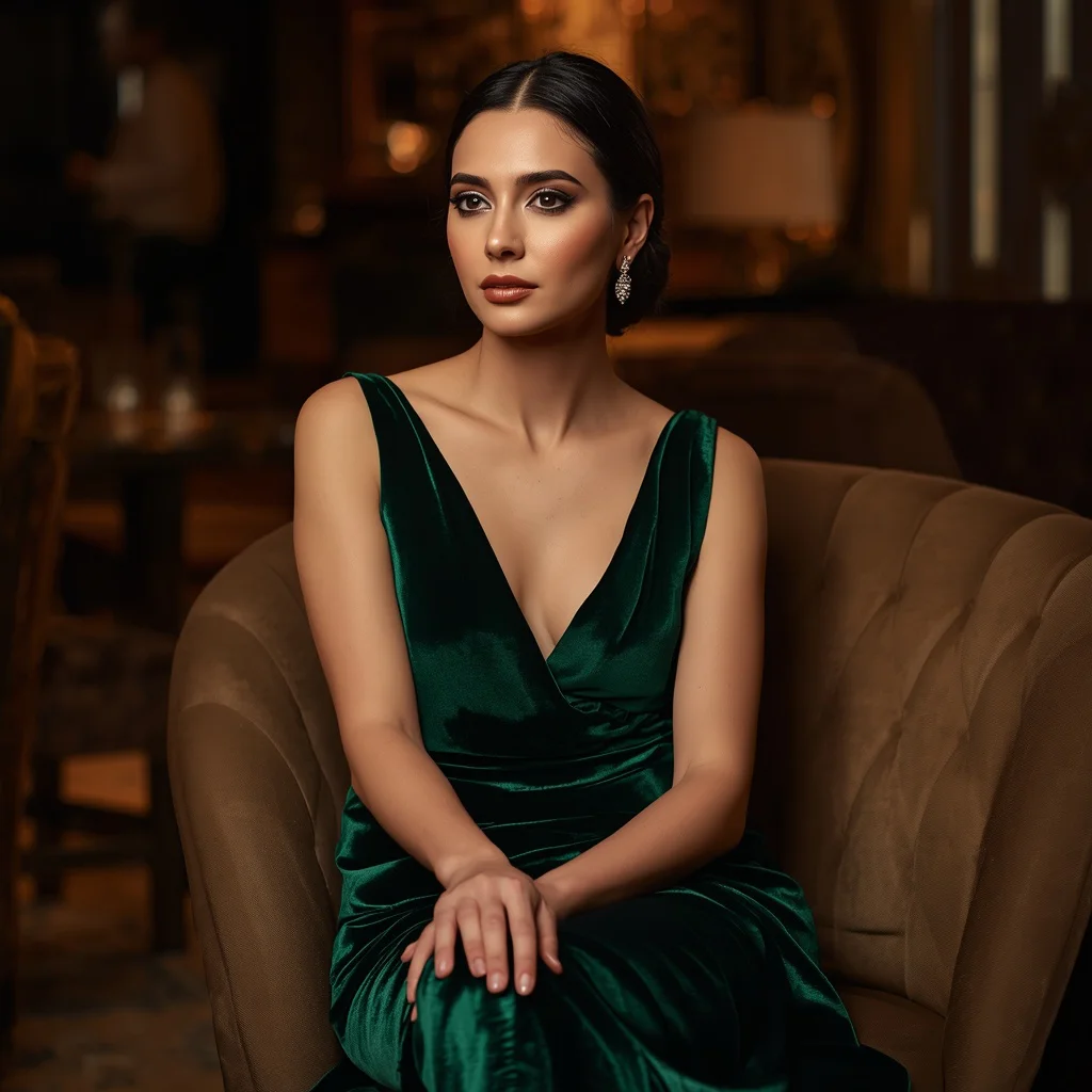 Sophisticated Woman Poses Gracefully in a Velvet Evening Gown | Prompt for Gemini AI girl style trending Instagram
