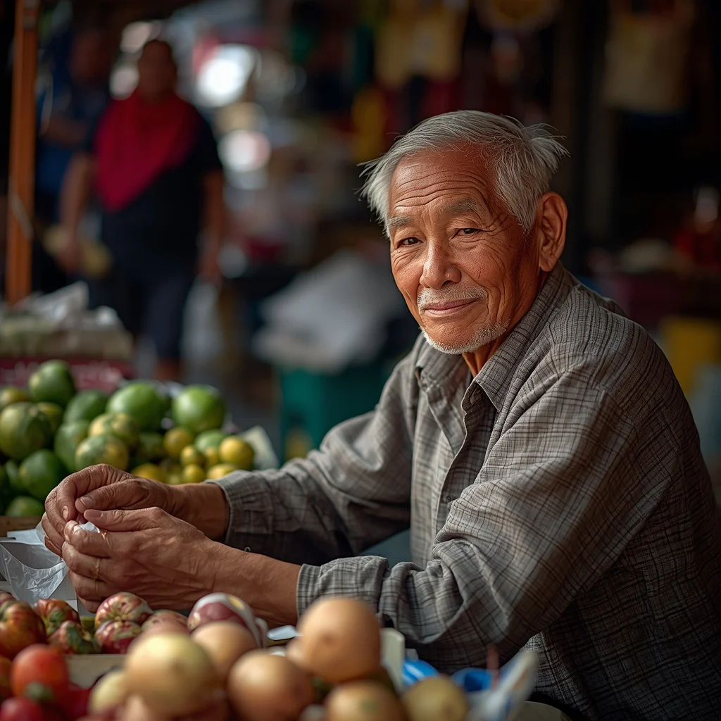 Street Vendor’s Wisdom: A Man in a Bustling Market | command prompt