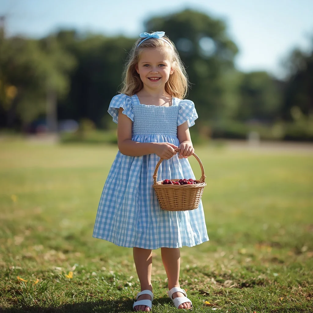 Sweet Gingham Sundress for a Summertime Picnic | ChatGPT photo editing prompts for girl