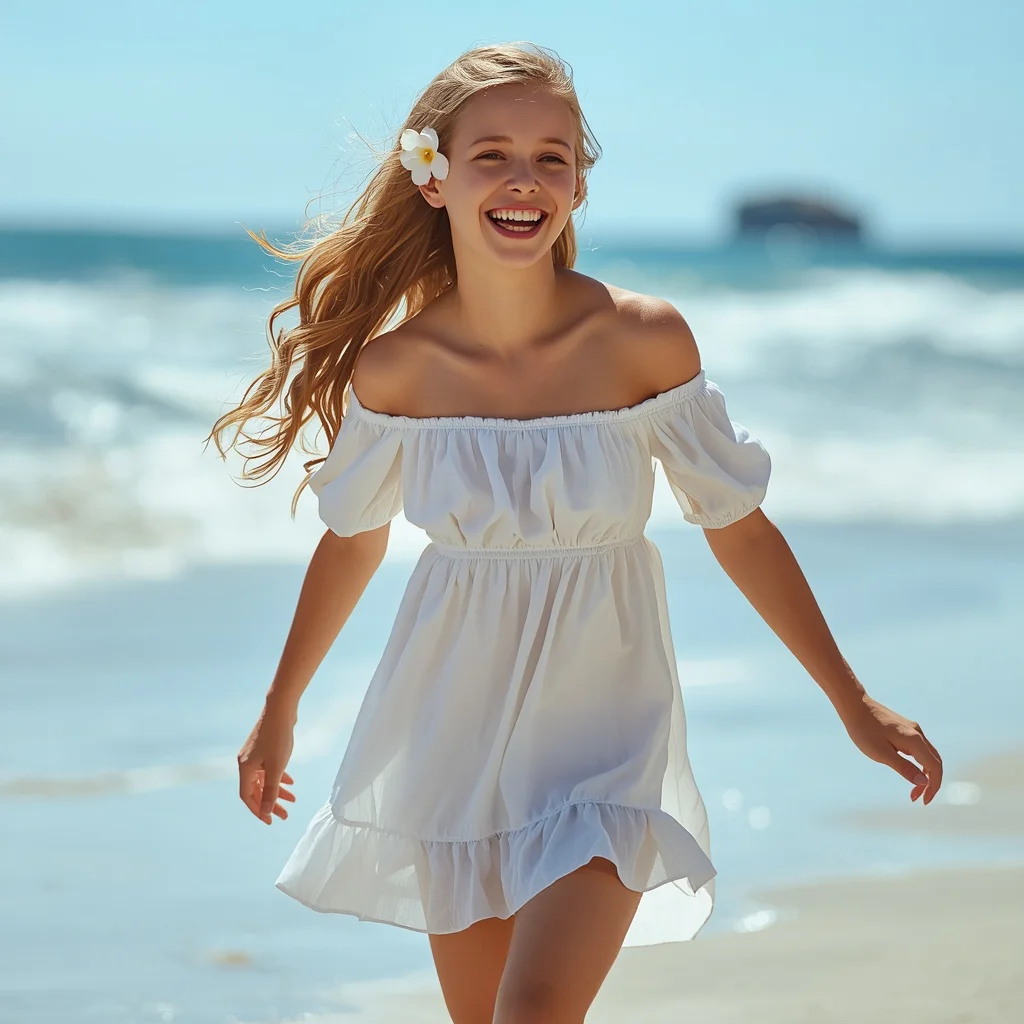 Sweet White Off-Shoulder Mini Dress with Ruffles for Beach