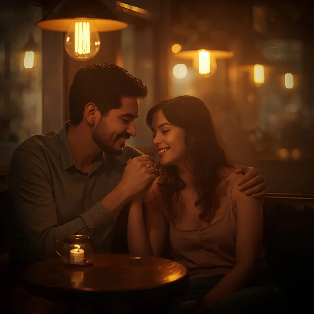 Timeless Affection: A Couple’s Quiet Moment in a Softly Lit Cafe | Gemini AI photo prompt copy paste trending 2026