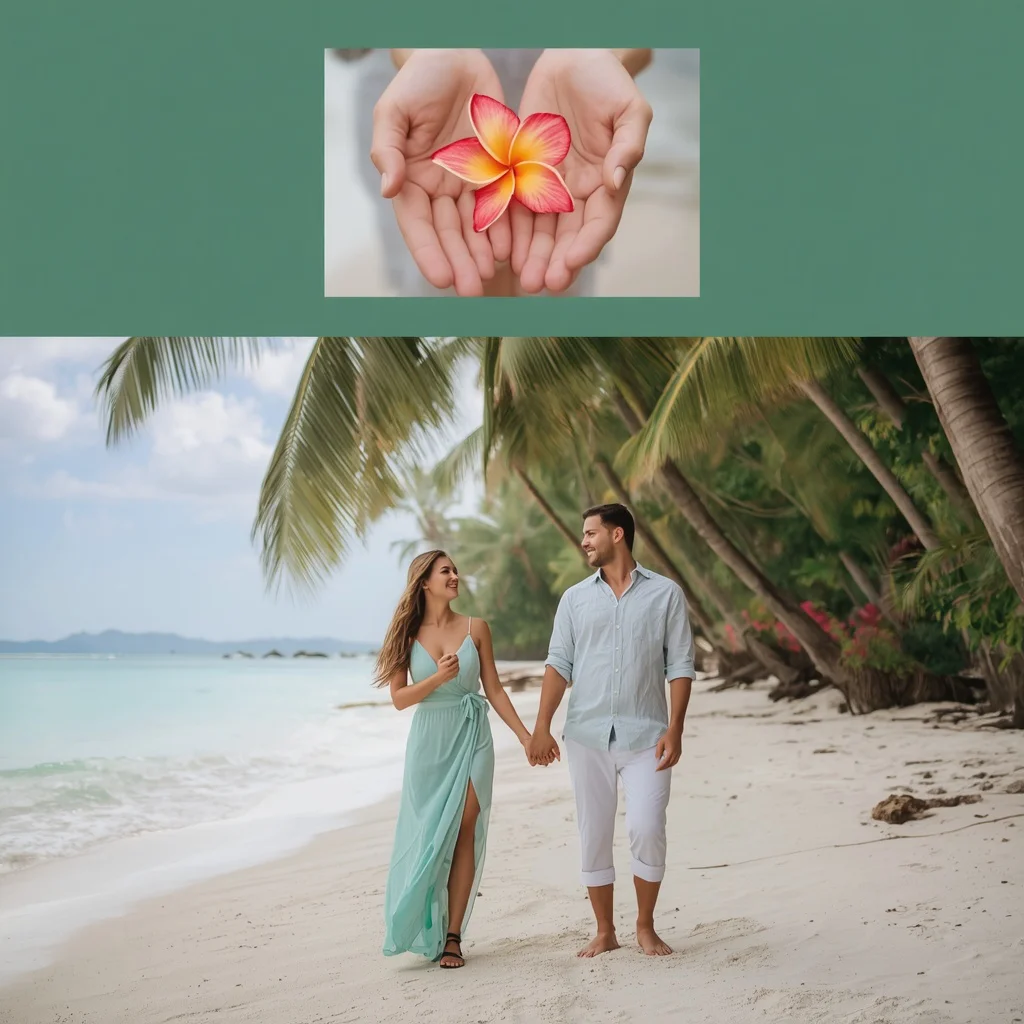 Tropical Paradise Love: A Romantic Island Couple Portrait | Prompt seen married couple