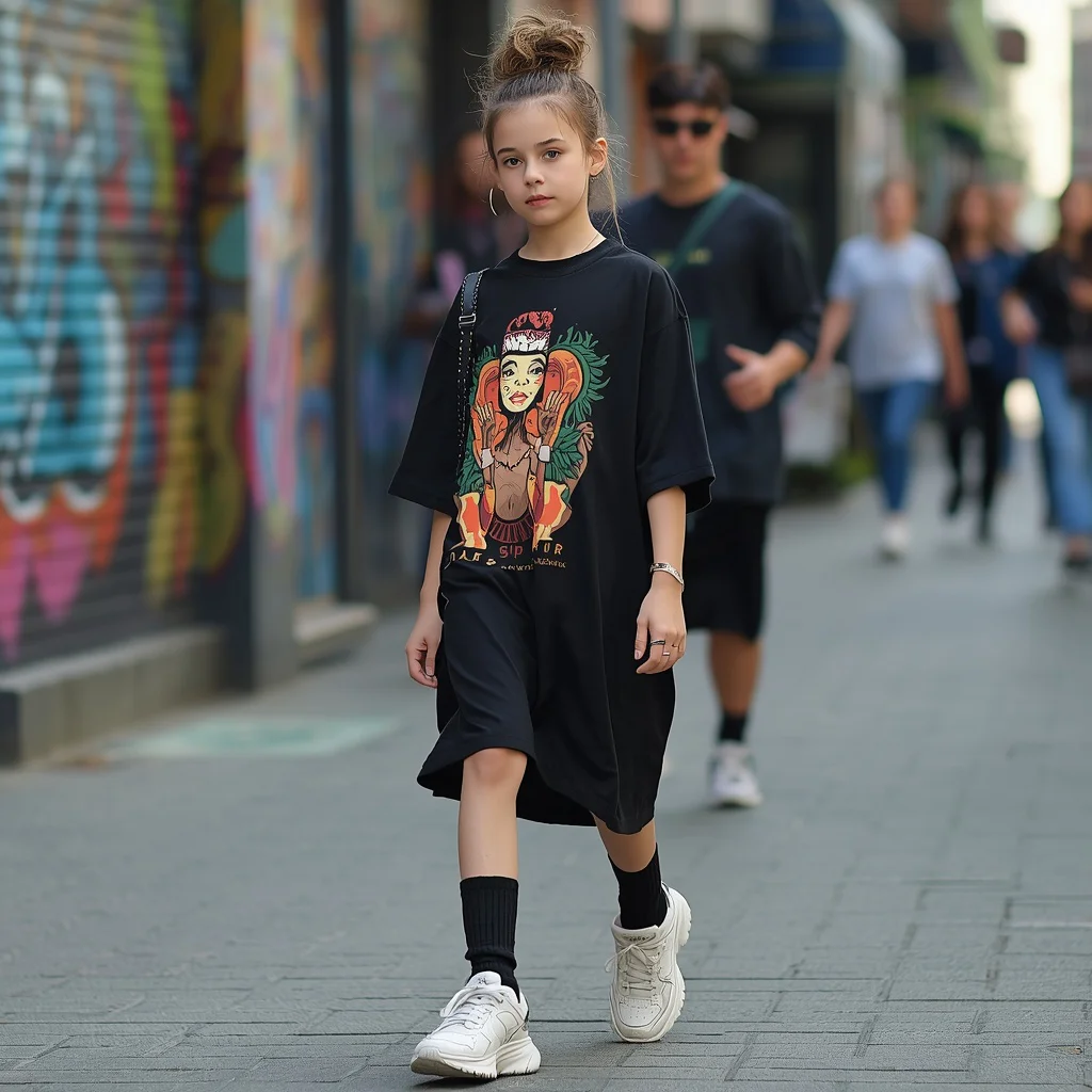 Youthful Urban Style: A Graphic Print T-Shirt Dress | gemini ai photo prompt copy paste trending 2026 instagram